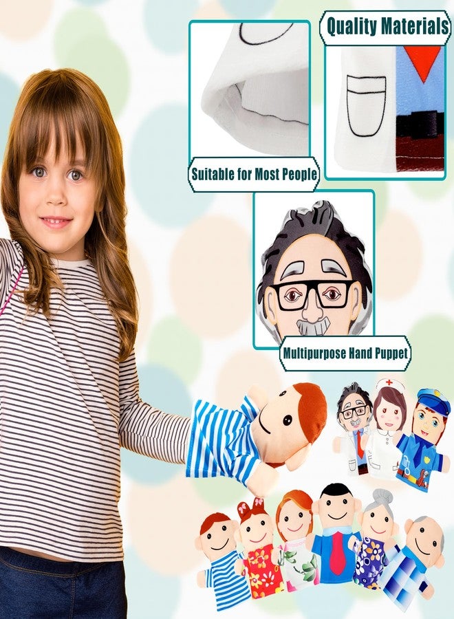 Flahard 9 Pcs Family Puppets Profession People Hand Puppet Plush Grandparents Mom Dad Brother Sister Police Scientist Nurse Puppets for Kids Adults Storytelling Teaching Role Play - Image 3